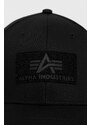 Bavlněná čepice Alpha Industries černá barva, s aplikací, 168903.03-Black