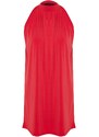 Trendyol Red Halterneck Mini elastické pletené šaty