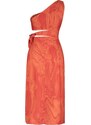 Trendyol Red Fitted/Body-Sitting Waist Tie Detailní Midi tkané lněné šaty