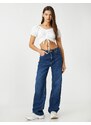 Koton Crop T-Shirt Balloon Sleeves Shirred Detail V-Neck