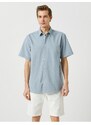 Koton Summer Shirt with Short Sleeves, Classic Collar Cotton