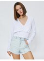 Koton Gippe Crop Blouse V-Neck Long Sleeve