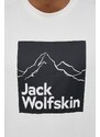 Bavlněné tričko Jack Wolfskin béžová barva