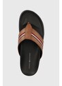 Žabky Tommy Hilfiger HILFIGER LEATHER TOE POST SANDAL pánské, hnědá barva, FM0FM04460