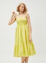 Koton rovný límec bez vzoru žlutá dlouhé dámské šaty 3sak80005pw