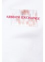 Mikina Armani Exchange dámská, bílá barva, s kapucí, hladká