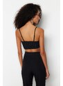 Trendyol Black Crop Lined Knitted Bustier with Shiny Stones