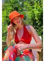 Trend Alaçatı Stili Women's Orange Bustier with Ring Detail and Low-Cut Back