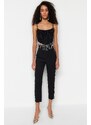 Trendyol Black Crop Lined Knitted Bustier with Shiny Stones