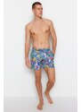 Trendyol Navy Blue Men's Standard Size Floral Print Swimwear Marine Shorts