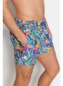 Trendyol Navy Blue Men's Standard Size Floral Print Swimwear Marine Shorts