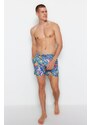 Trendyol Navy Blue Men's Standard Size Floral Print Swimwear Marine Shorts