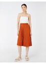 Koton Pleated Midi Length Skirt with Elastic Waist