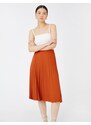 Koton Pleated Midi Length Skirt with Elastic Waist