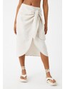 Koton Midi Skirt with Tie Detail and Slit on the Front