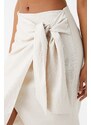 Koton Midi Skirt with Tie Detail and Slit on the Front