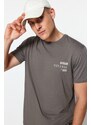 Trendyol Anthracite Regular/Normal Fit 100% Cotton Minimal Text Printed T-Shirt