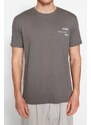 Trendyol Anthracite Regular/Normal Fit 100% Cotton Minimal Text Printed T-Shirt