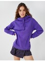 Koton Oversize Hooded Basic Sweatshirt Fleece Inner