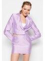 Trendyol Lilac Super Mini Skirt with Woven Shiny Fabric