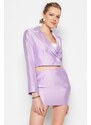 Trendyol Lilac Super Mini Skirt with Woven Shiny Fabric