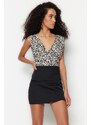 Trendyol Black Mini Weave Shirred Shirred Skirt