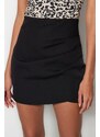 Trendyol Black Mini Weave Shirred Shirred Skirt