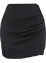 Trendyol Black Mini Weave Shirred Shirred Skirt