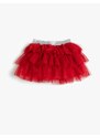 Koton Layered Tutu Skirt, Glittery, Elastic Waist, Cotton Lined.