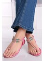 Ideal Fuchsiové nízké sandály s kamínky Jade