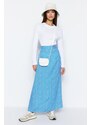 Trendyol Blue Floral Printed Viscose Woven Flare Skirt