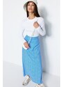 Trendyol Blue Floral Printed Viscose Woven Flare Skirt