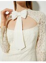 Koton Bow Detailní krajkové svatební mini šaty