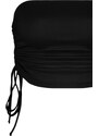 Trendyol Black Cotton Strapless Crop Flexible Knitted Bustier With Shirring Details