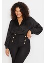 Trendyol Curve Black Satin Look Body With Buttons