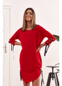 FASARDI Asymetrické oversize šaty se zavazováním červené