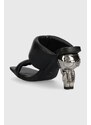Kožené pantofle Karl Lagerfeld IKON HEEL dámské, černá barva, na podpatku, KL39005