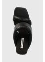 Kožené pantofle Karl Lagerfeld IKON HEEL dámské, černá barva, na podpatku, KL39005