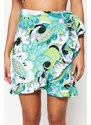 Trendyol Floral Patterned Mini Weave Tie Skirt