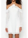Trendyol Módní svatební večerní šaty s potiskem šifonu s ecru podšívkou
