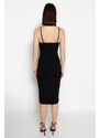 Trendyol Black Halter Neck Fitted Midi Interlock Smart Knitted Dress