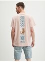 Světle růžové pánské tričko Guess Back Mirage - Pánské