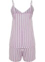 Trendyol Weaving Lilac Striped Singlet-Shorts Pajamas Set