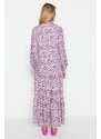 Trendyol Purple Floral Patterned 100% Viscose Woven Dress