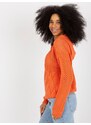 Fashionhunters Oranžový dámský letní svetr s kapucí