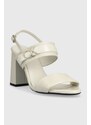 Kožené sandály Calvin Klein BLOCK HL SANDAL 85HH W/HW bílá barva, HW0HW01486