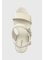 Kožené sandály Calvin Klein BLOCK HL SANDAL 85HH W/HW bílá barva, HW0HW01486