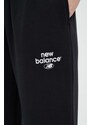 Tepláky New Balance černá barva, s potiskem, WP31508BK-8BK