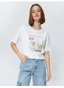 Koton Relax Fit T-Shirt with Floral Print Cotton
