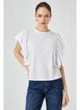 Koton Ruffled Sleeves T-shirt Crew Neck Cotton